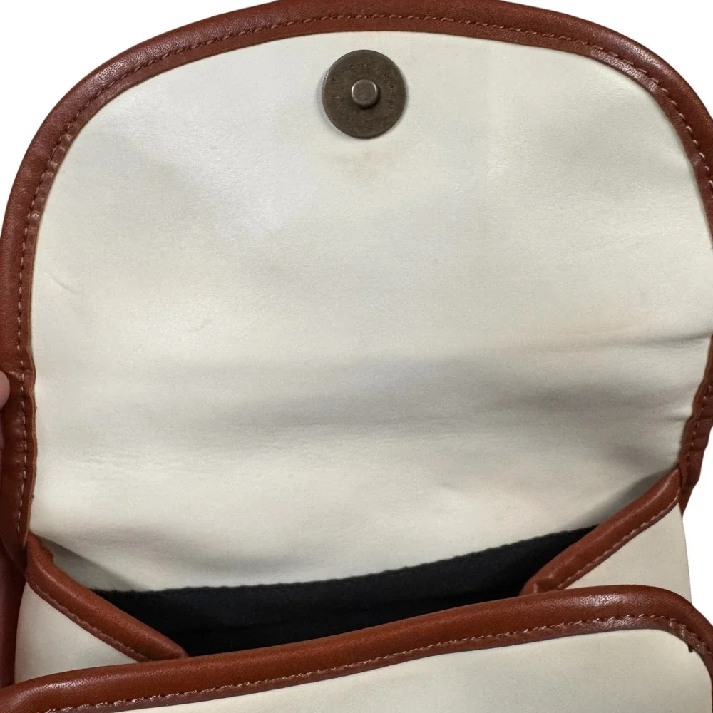 Vintage Esprit Crossbody Bag Shoulder Purse Brown Cream Small Flap retro 90s‎ - Picture 11 of 11